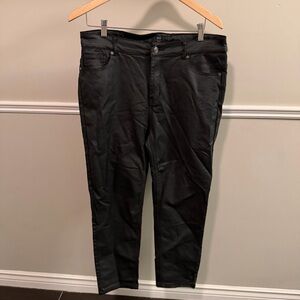 Yest Black Coated Pants Size 12 Faux Leather Stretch High Rise